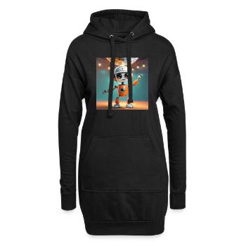 mignon petit robot – danse lors d’une fête - Sweat-shirt à capuche long Femme - noir - Devant