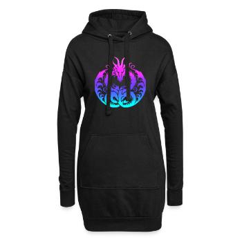 Fantasy Drache Anime Drachenkopf Mythisches Reptil - Hoodie-Kleid - Schwarz - Vorne