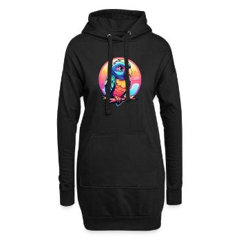 Papagei Vogel Illustration - Hoodie-Kleid - Schwarz - Vorne