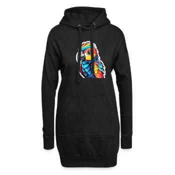 Papagei Vogel Illustration - Hoodie-Kleid - Schwarz - Vorne