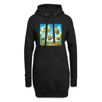 Bienen Familie - Hoodie-Kleid - Schwarz - Vorne