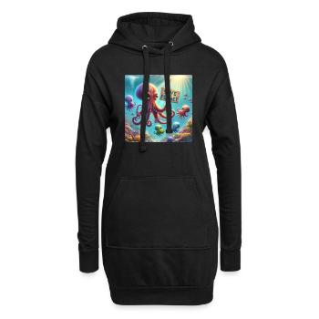 Famille des pieuvres - Sweat-shirt à capuche long Femme - noir - Devant