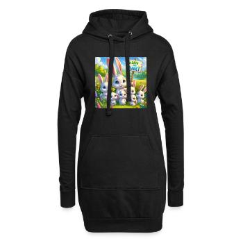 Famille de lapins - Sweat-shirt à capuche long Femme - noir - Devant