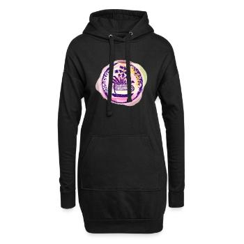 Blumentasse -farbenfrohes buntes Auqarelldesign - Hoodie-Kleid - Schwarz - Vorne