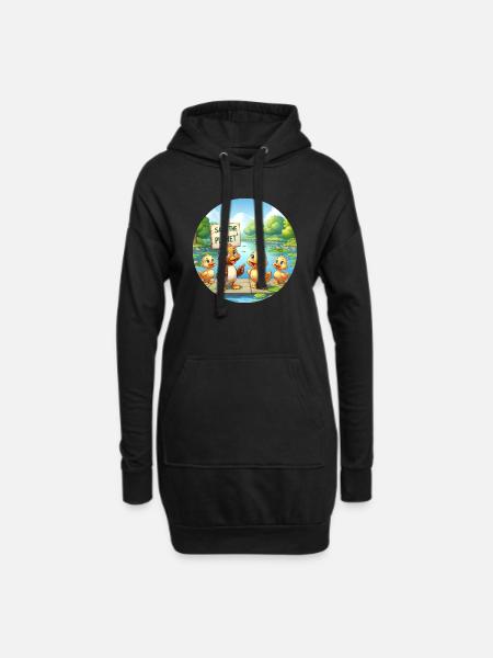 Enten Familie - Hoodie-Kleid - Schwarz