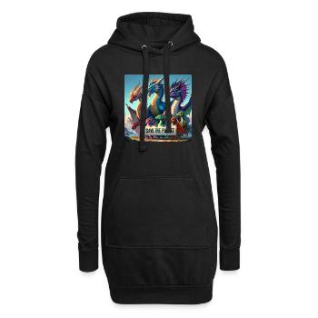 Drachen Familie - Hoodie-Kleid - Schwarz - Vorne