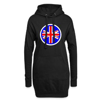 rond UK Union Jack drapeau bleu blanc contour mod - Sweat-shirt à capuche long Femme - noir - Devant