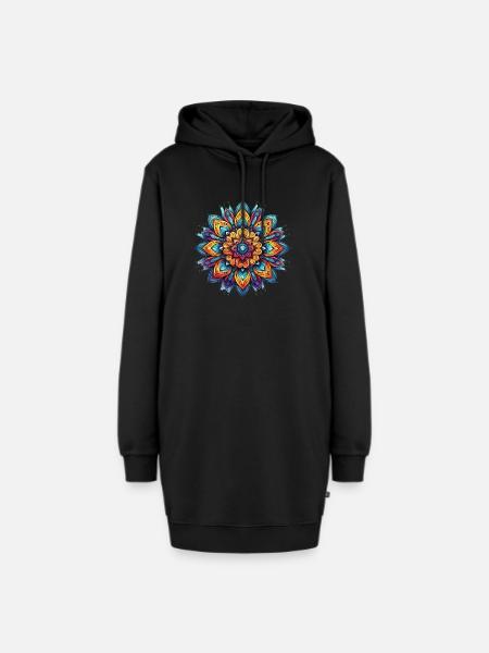 Mandala Harmony - Hoodie-Kleid - Schwarz