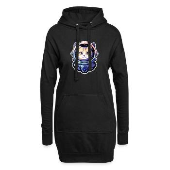 Katze Astronaut Illustration - Hoodie-Kleid - Schwarz - Vorne