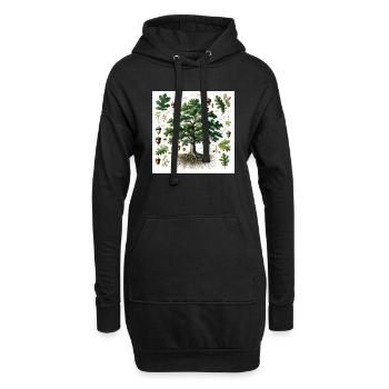 Botanik Eiche - Hoodie-Kleid - Schwarz - Vorne