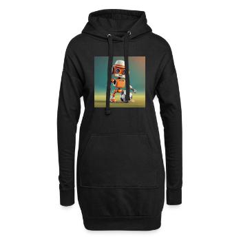 mignon petit robot vintage futuriste orange - jouer - Sweat-shirt à capuche long Femme - noir - Devant