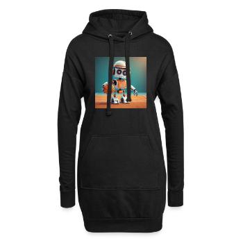 mignon petit robot vintage futuriste orange - jouer - Sweat-shirt à capuche long Femme - noir - Devant