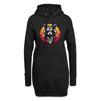 Raton laveur - Sweat-shirt à capuche long Femme - noir - Devant