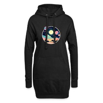 Mond Landschaft Illustration - Hoodie-Kleid - Schwarz - Vorne