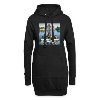 Nilpferd Familie - Hoodie-Kleid - Schwarz - Vorne