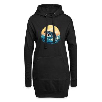 Wal bei Sonnenuntergang - Hoodie-Kleid - Schwarz - Vorne