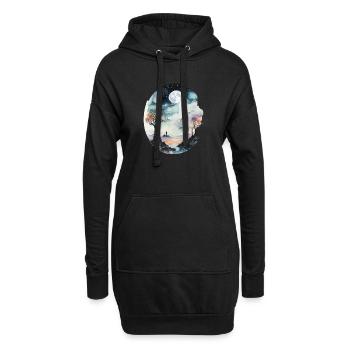 Terre perdue de rêves d’un autre monde - Sweat-shirt à capuche long Femme - noir - Devant