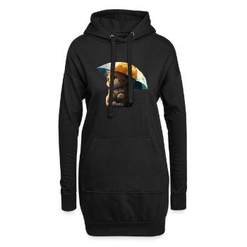 Parfaitement préparé : Chat avec tee-shirt parapluie - Sweat-shirt à capuche long Femme - noir - Devant