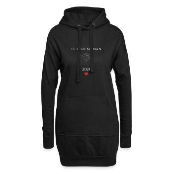 Future maman 2024 - Sweat-shirt à capuche long Femme - noir - Devant