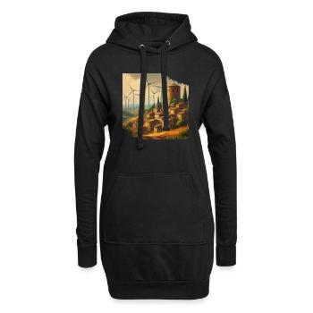 Green Energy - Italian village with wind power - Hoodie Dress - black - Front