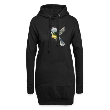 Kohlmeise Vogel - Hoodie-Kleid - Schwarz - Vorne