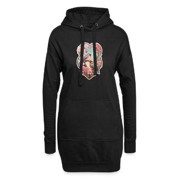 Deux tourtereaux assis sur un as en forme de cœur - Sweat-shirt à capuche long Femme - noir - Devant