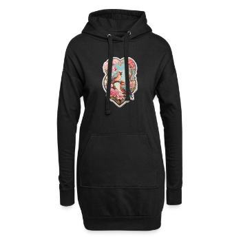 Deux tourtereaux assis sur un as en forme de cœur - Sweat-shirt à capuche long Femme - noir - Devant