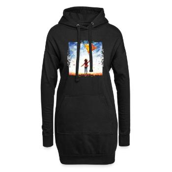 Drachen steigen lassen macht Spaß - Hoodie-Kleid - Schwarz - Vorne