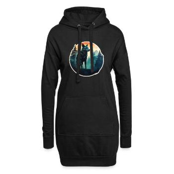 Loup nordique plein de forêt - Sweat-shirt à capuche long Femme - noir - Devant
