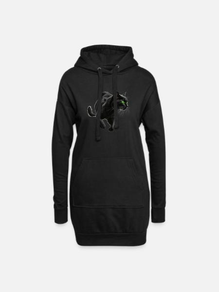 Schwarzer Panther , Schwarze Katze, Katzenbild - Hoodie-Kleid - Schwarz