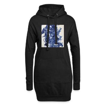 Abstrakt Blau Weiß - Hoodie-Kleid - Schwarz - Vorne