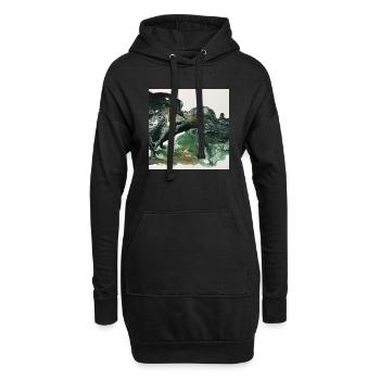 Abstrakte Acrylkunst grün - Hoodie-Kleid - Schwarz - Vorne