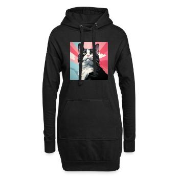 Smoking-Katze. Smoking-Katze - Hoodie-Kleid - Schwarz - Vorne