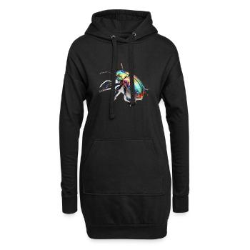 Regenbogen- - Hoodie-Kleid - Schwarz - Vorne