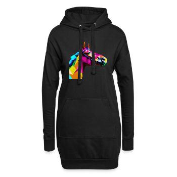 Buntes Pop Art Pferde Portrait Reiten Polygon - Hoodie-Kleid - Schwarz - Vorne