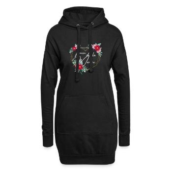 Brauttrauzeuge geblümtes Herz - passendes T-Shirt - Hoodie-Kleid - Schwarz - Vorne