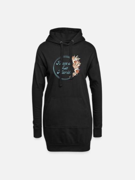 team de La mariée fleur rustique -tshirt assorti - Sweat-shirt à capuche long Femme - noir