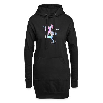 2e anniversaire sirène - Sweat-shirt à capuche long Femme - noir - Devant