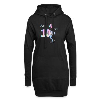 10e anniversaire sirène - Sweat-shirt à capuche long Femme - noir - Devant