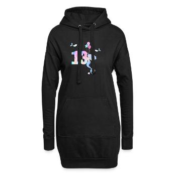 13e anniversaire sirène - Sweat-shirt à capuche long Femme - noir - Devant