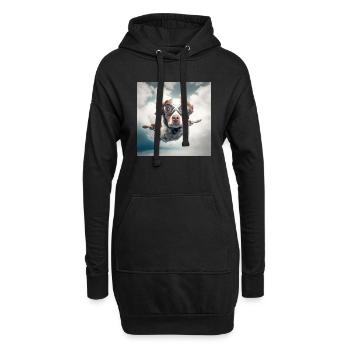Flying Dog - Hoodie Dress - black - Front