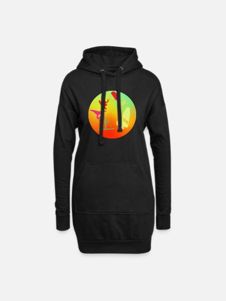 Rond multicolore wind wing kite sup surf - Sweat-shirt à capuche long Femme - noir