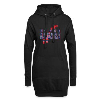 Norwegen 3 Schriftzüge mit Karte 1 - Hoodie-Kleid - Schwarz - Vorne