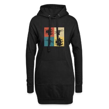 Retro-Vintage-Musik-Schlagzeuger - Hoodie-Kleid - Schwarz - Vorne