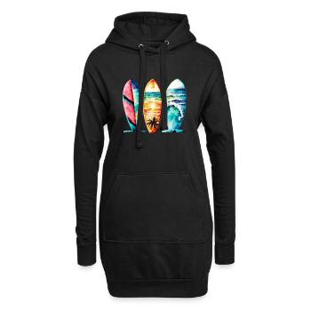 WaveRider: Surf-Spirit für Wellenliebhaber! - Hoodie-Kleid - Schwarz - Vorne