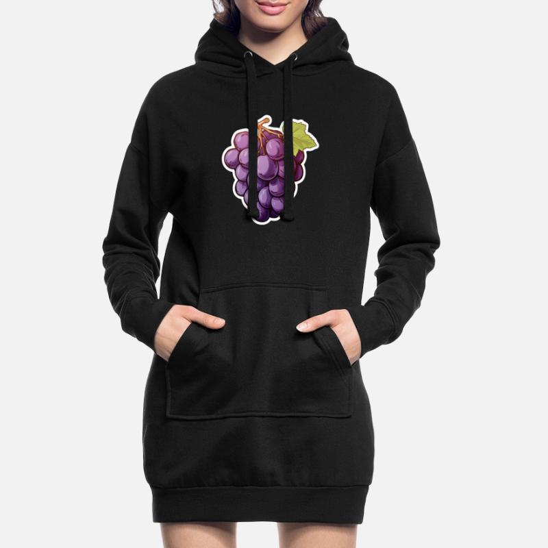 Weintraube oder dunkle Rebe Hoodie-Kleid