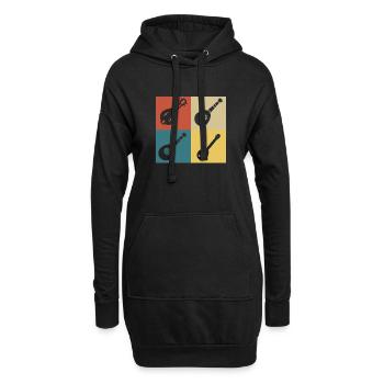 Retro-Vintage-Mandoline - Hoodie-Kleid - Schwarz - Vorne