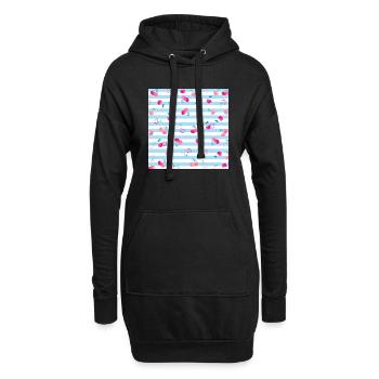 Kirsche Muster Cherry Pattern - Hoodie Dress - black - Front