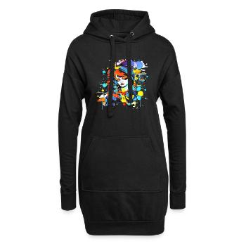 Schöne weibliche Malkunst Gesicht bunte Frau - Hoodie-Kleid - Schwarz - Vorne
