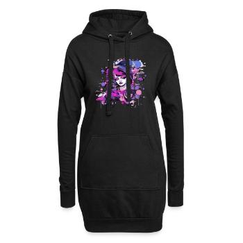 Belle femme peinture art visage femme colorée - Sweat-shirt à capuche long Femme - noir - Devant